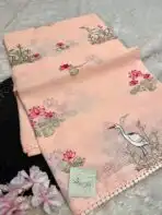 Lotus lake (Embroidered Kota) - Soft Peach