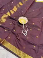 Maheshwari (Silk cotton) - Mocha brown - Image 3