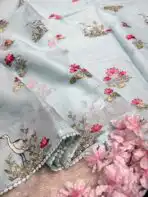 Lotus lake (Embroidered Kota) - Baby blue - Image 4