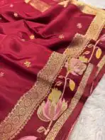 Gulnaar (Viscose Mushru) - Ruby maroon - Image 3