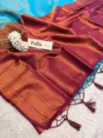 Priyanjali (Banarasi soft silk) Rama blue - Image 4