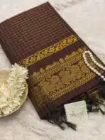 Maheshwari (Silk cotton) - Coffee brown - Image 3