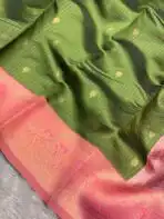 Kanmani (Semi Kanchi silk) - Parrot green - Image 4