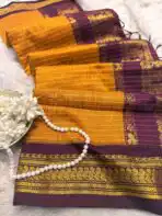 Maheshwari (Silk cotton) - Mustard & Magenta
