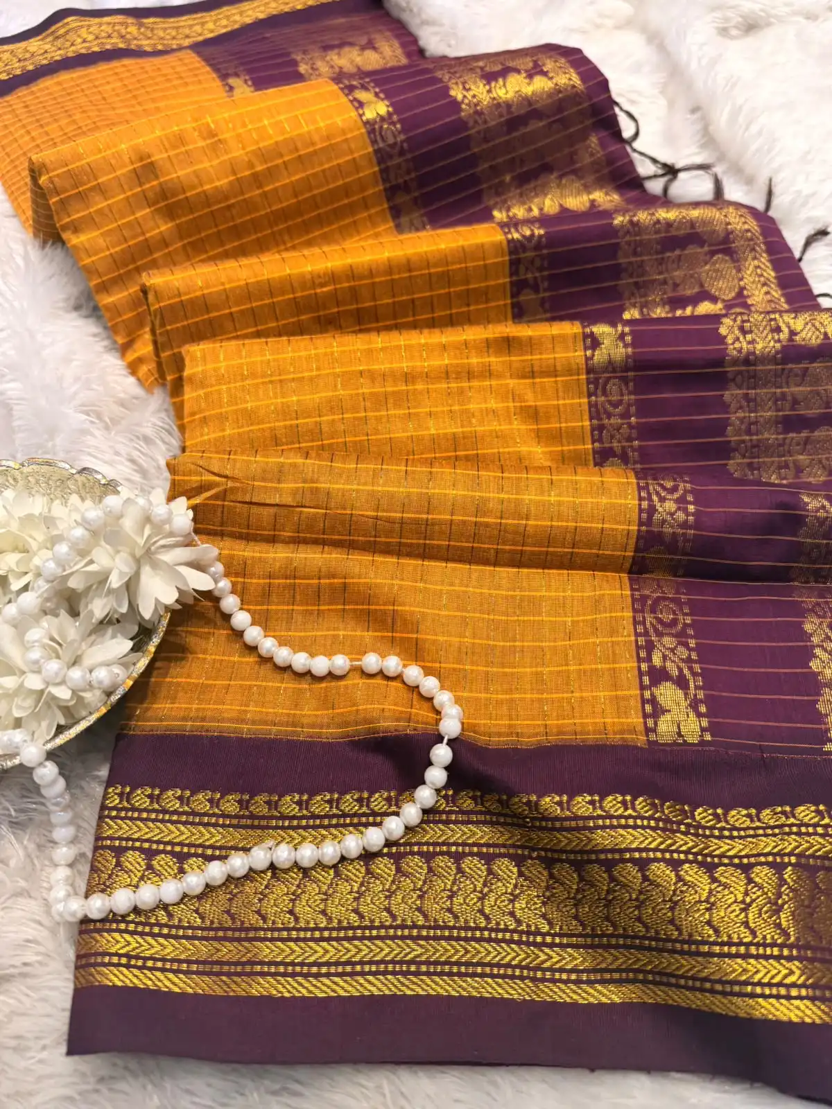 d5de6ddc-be4c-4569-8611-dc33aba14863 Maheshwari (Silk cotton) - Mustard & Magenta - Image 1