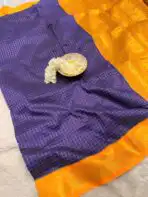 Maheshwari (Silk cotton) - Purple & Mustard - Image 3